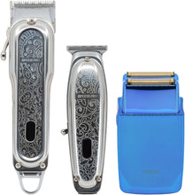 Load image into Gallery viewer, XPERSIS PRO Silver Barber Combo and Blue Foil Shaver