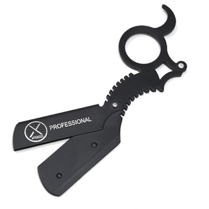 XPERSIS PRO Stainless Steel Matte Black Full Blade Finger Straight Razor